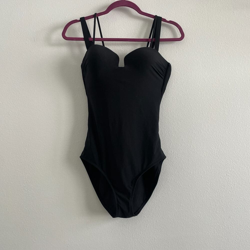 Athleta Aqualuxe Square Plunge‎ One Piece Swimsuit Women S Padded Shelf Bra